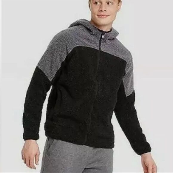 all in motion sherpa full zip black/gray jacket - Picture 1 of 7